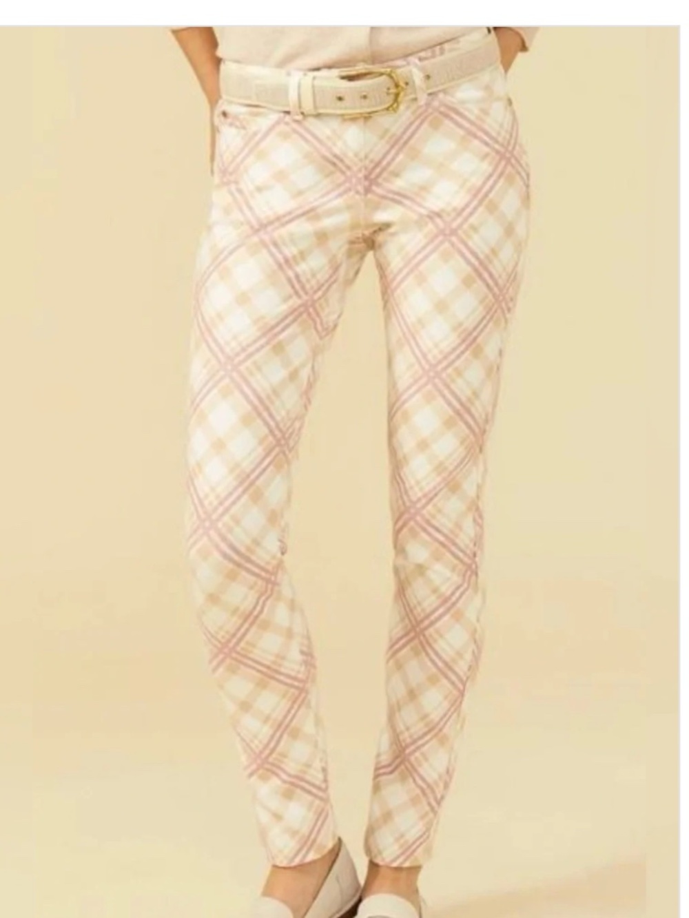 J. McLaughlin Women's Lexi Mid-Rise Diamond Plaid Print Jeans NWT